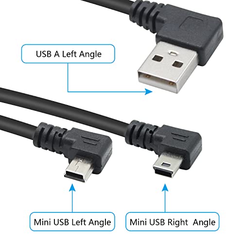 Mini Cabo USB de 9 polegadas, câmera Mini Cabo de alimentação USB, 90 graus USB Um ângulo esquerdo para mini ângulo