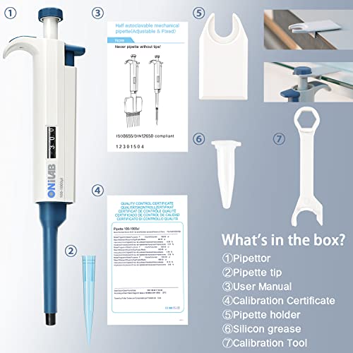 Onilab Pipetores de canal único Micro-pipetas de volume ajustável, 0,1-2,5μl