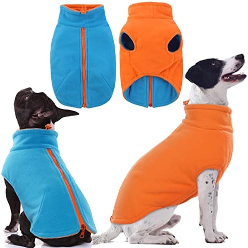 Zip up up cão jaqueta de lã de cão reversível com colete de cachorro cães frios clima frio, roupas de cachorro de cão de inverno