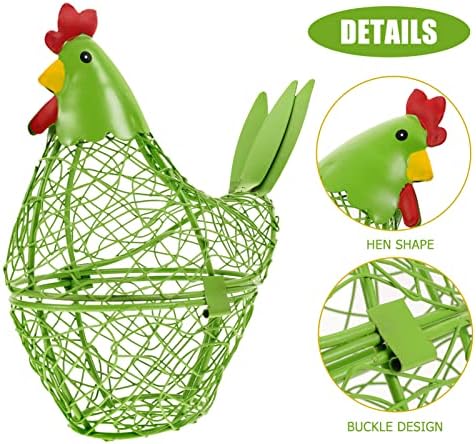 ABAODAM decoração de casa decoração de casa decoração verde metal em forma de frango cesto cesto cesto de galinha ovo ovo arame