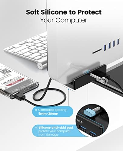 ORICO USB Hub Clip Tipo 4 Porta USB 3.0 Hub 5 Gbps Super Speed ​​Mini Aluminium Data Hub com cabo de 4,92 pés （A a A,