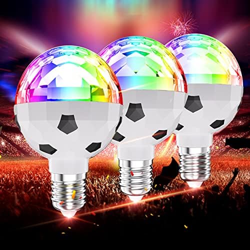 YDJOO LED RGB Alteração de lâmpadas de lâmpadas 6W RGB RGB Bulbo rotativo de 60w Lâmpada estroboscópica de lâmpada multi -cristal Luzes coloridas Bulbo E26 Luzes noturnas decorativas, 6 pacote de 6