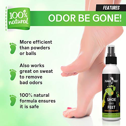 Funky Peet Foot Odor Spray - Desodorizador de spray de sapatos e eliminador de odor - Não há mais cheiro de tênis embaraçosos
