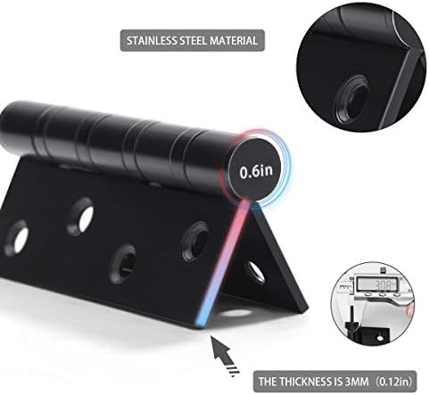 Dobradiças de porta preta mate de 4 polegadas ， 4 ”× 3” de dobradiça da porta de aço inoxidável ， Diâmetro do rolamento da dobradiça 0,6 polegada, espessura de 0,12 polegadas, peso de peça única 0,65 libras ， 3 pacote