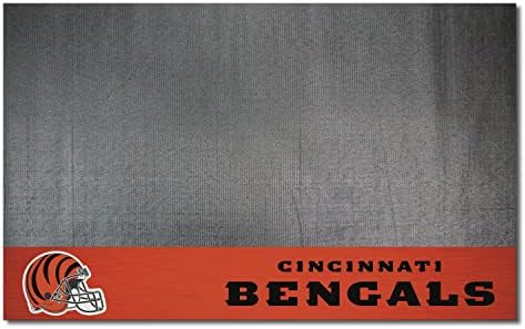 Fanmats 12180 Cincinnati Bengals Vinil Grill Mat - 26in. x 42in. - Tapete de proteção do pátio do convés | Petróleo, chama