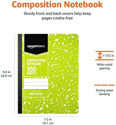 Notebook de composição governado do Basics , 100 folhas, cores variadas de mármore, 4-pacote