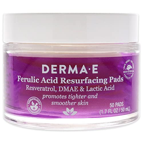Derma e almofadas de ressurgimento do ácido ferúlico - lenços de limpeza suavemente esfoliantes para o brilho facial - limpando