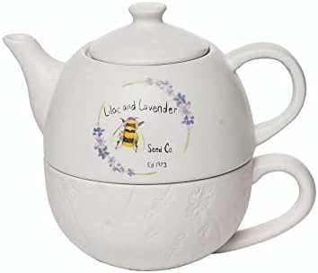 Mel Bee e Lavanda Dolomita Falhos de Dolomita empilhável 2 em 1 Pote de chá de porção e xícara