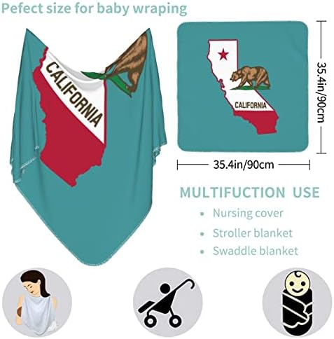 Mapa da Califórnia Urso Bergo de bebê Receber cobertor para recém -nascido Swaddle Capa embrulhada carrinho de berçário