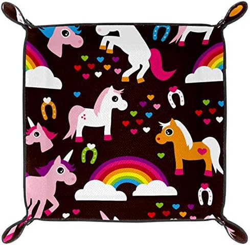 Lyetny Cartoon Unicorn Clouds Rainbow Clouds Organizador de padrões Bandejas de armazenamento Caixa de cabeceira Caddy