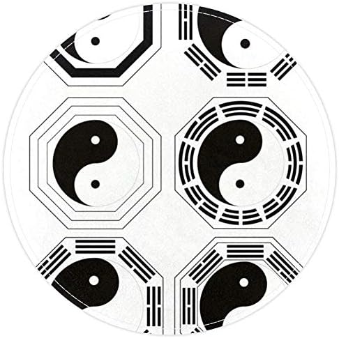 Heoeh yin yang diagramas pretos brancos, capacho não deslizante de 15,7 de tapete de tapete redondo tapetes tapetes para crianças quarto quarto quarto berçário