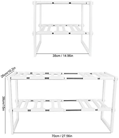 Suporte de armazenamento de cozinha ovast - Rack de sapato 2 camada sob pia Organizador de prateleira telescópica