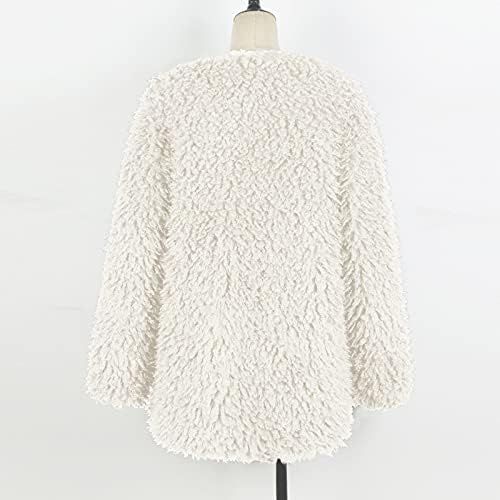 Jaquetas de inverno feminino Coloques de gola cabeluda com casacos sólidos de lã sólidos cairem de lã ao ar livre Cardigans