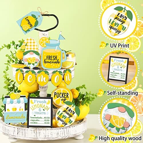 12 PCs Summer Lemon Lemon Bandejas Decoração de Bandeja de Limão de Limão de Madeira Decoração Rússica da Fazenda Decoração