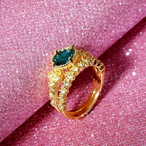2023 Novo jóias verdes brilhantes de jóias de zircão de zircão jóias de moda de moda redondo para mulheres anéis grossos anéis