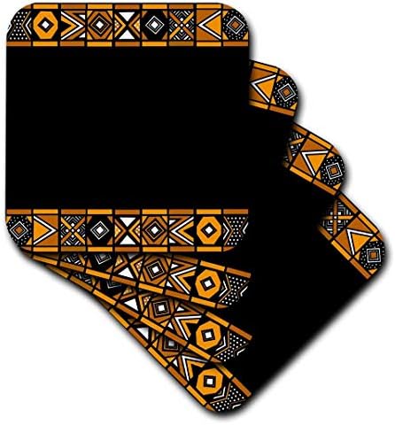 3drose Brown e Black African Pattern-Art da África inspirado em Zulu Beadwork Geométrico Designs-Cerâmicos Monta-russas,