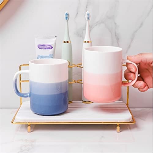 MJWDP Gradiente colorido de leaneira de cerâmica Cupo de leandóleo conjunto de casais casais casais para lavar de dentes de lavagem do norte copo