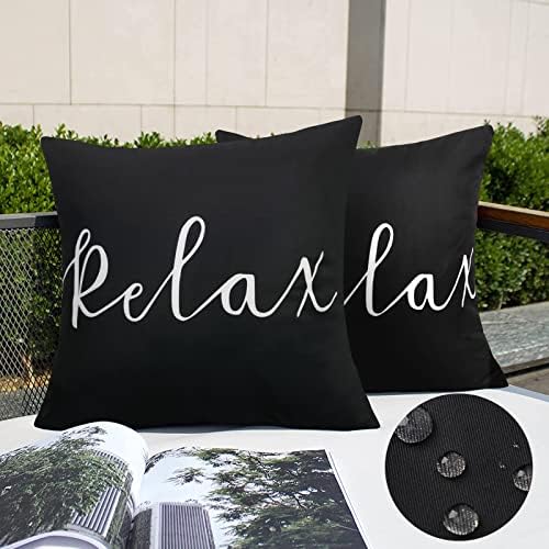 Conjunto de MerryColor de 2 travesseiros à prova d'água ao ar livre em preto e branco 18x18 Relax Pro travesseiro