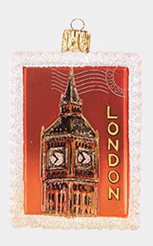 London England Big Ben Postage Poson Polish Glass Christmas Decoration