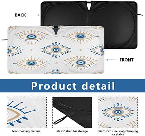 Blueangle Car Windshield Sunshade Evil Eye Front Auto Sun Shield Shield Shield Visor Vehicle Acestories, 59 × 30305