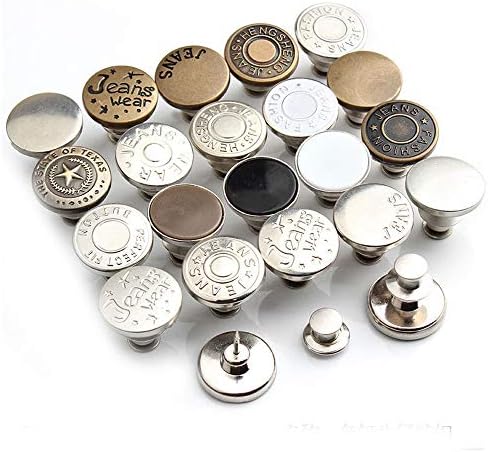 Qwczy 20 conjuntos de 17 mm Substituição Jean Botões, sem botão de costurar botão de calça destacável Button, botão de metal