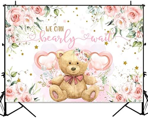 Cenário de chá de bebê de urso sensfun para menina, podemos aguardar o fundo de balões de aquarela cor de aquarela rosa.