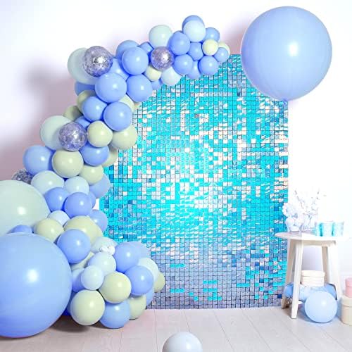 PERLAW MUDANÇA DO PERLAW MUDANÇA DE PANTROS DE PARECE DE PARAPELA BLUZ PAPILOS DE PAREDE DE SHIMMER - 24 painéis cenário de shimmer quadrado para decorações de aniversário Wedding & Graduation Party Supplies