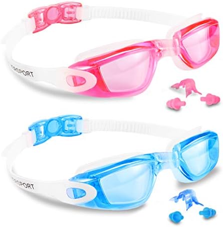 Crianças de natação óculos, pacote de 2 óculos de natação para crianças adolescentes, copos de natação anti-UV anti-UV Prova