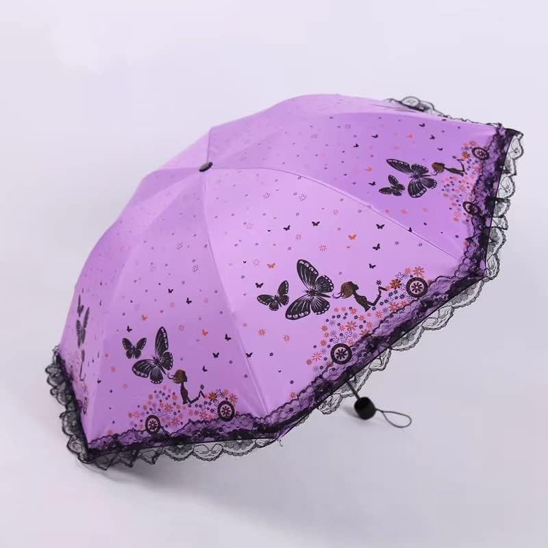 Guarda-chuva dobrável, guarda-chuva dobrável Proteção UV Lace Lace Sun Umbrella Ladies Girl Girl Lace Lace Decorativa Lace Butterfly