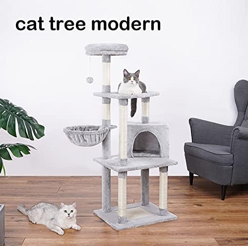 Árvore de gato para gatos internos 47,2 polegadas Torres de gato condomínio de gato com cama de plataforma e postes de arranhões para