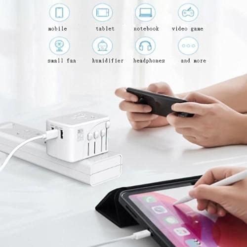 Charger de ondas de caixa compatível com Vivo X70 Pro+ - Carregador Internacional de Muralha PD, 3 Adaptador de Carga Internacional USB e conversor para Vivo X70 Pro+ - Winter White