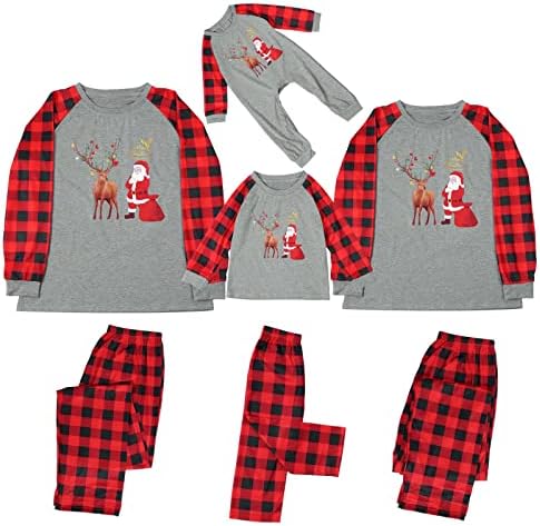 Pijama de pijamas familiares Conjunto de pajamas de Natal com correspondência de Natal Conjunto de Mangas xadrez