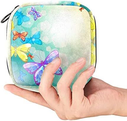 Bolsa de maquiagem azul de borboleta, bolsa de cosméticos, bolsa de higieness portátil para mulheres e meninas