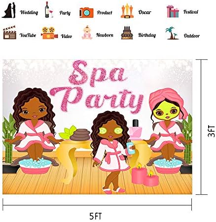 Pano de festa do spa para crianças de phmojen, 5x3 pés poliéster meninas rosa glitter salão sonorizo ​​de parque de