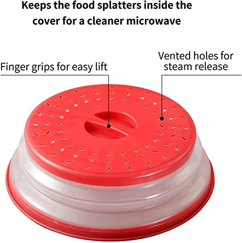 Tampa de placa de alimentos de microondas dobrável, ventilada, BPA grátis alimento de silicone tampa-redes de tampa