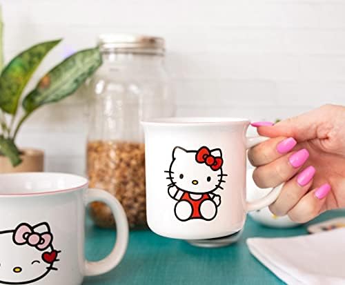 Sanrio Hello Kitty Camper Camper Canecas, Conjunto de 2 | BPA Free Travel Coffee Cup para café expresso, cafeína, cacau, bebidas de bebida | Home e Kitchen Essentials | Kawaii Presentes e colecionáveis ​​fofos