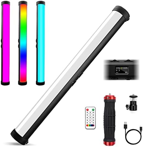 RGB LED Video Light Stick Wand, OBEAMIU 2600-9600K Iluminação portátil de fotografia portátil, bateria recarregável de 5000mAh, 21 efeitos