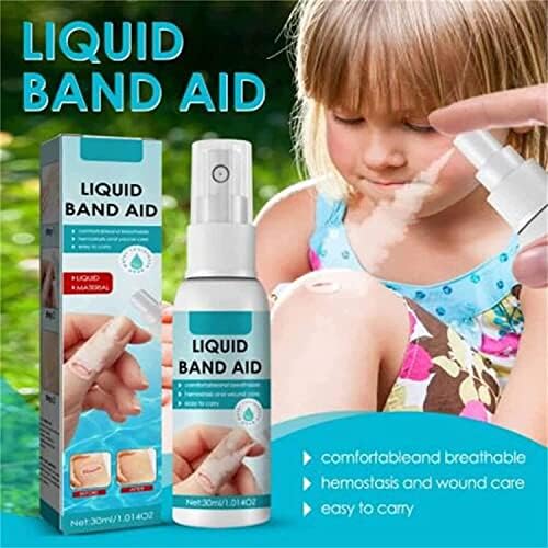 Spray de curativo líquido de 30 ml, bandagem de bandagem de pele líquida Band_aids, curativo líquido à prova d'água para as pontas dos dedos rachados Ajuda as feridas de seco rápido cuidados para pequenos cortes, arranhões, feridas, pele rachada