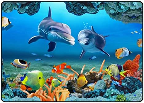 Xollar 80 x 58 em grandes tapetes para crianças subaquáticas Animais mundiais Berçário mole Baby Playmat Rug para o quarto da sala de jogo infantil quarto