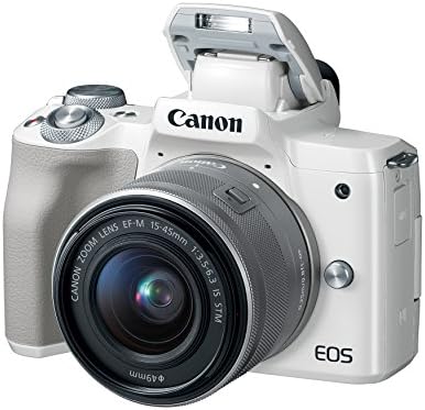 Canon EOS M50 Kit de câmera de vlogging sem espelho com lente EF-M 15-45mm, vídeo 4K, Wi-Fi, NFC e Bluetooth, White