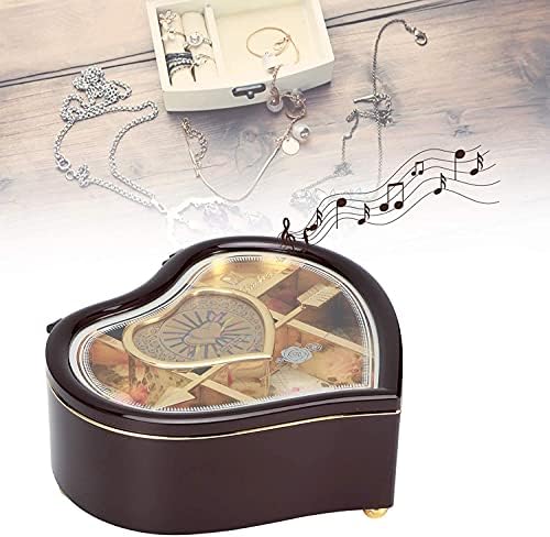 Aoof Musical Jewelry Box-Heart Shape Jewelry Organizer Storage Music Box com dançarina Girl Musical Box Presente