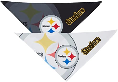 Littlearth Unisex-Adult NFL Pittsburgh Steelers Home and Away Pet Bandana Set, cor de equipe, grande