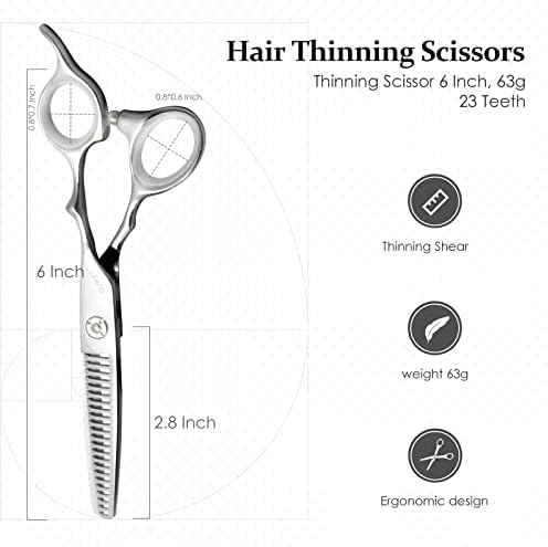 Definição de cisalhamento de desbaste de cabelo 6 polegadas, kit de corte de cabelo Profissional para barbeiros, tesouras