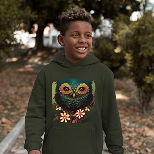 Owl Graphic Kids 'Sponge Fleece Hoodie - Art Kids' Hoodie - Hoodie colorido para crianças