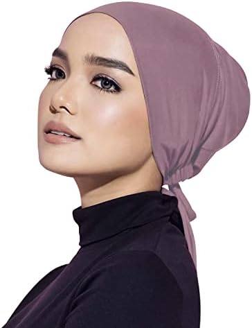 FaticInfa sob boné de lenço Hijab com tanque de tie-back de fechamento Hijab Caps interno com capô de corda Hijab para mulheres