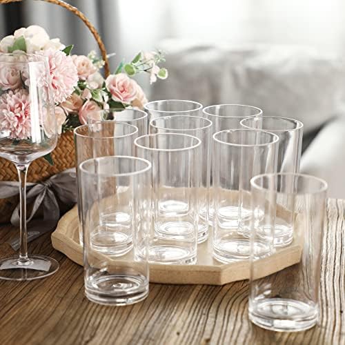 Seewey 24 PCs 16 onças de plástico Tumblers de água em copos de bebida reutilizáveis ​​de bebida com copos de louça para barra para