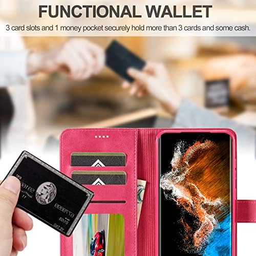 Caixa de carteira Galaxy S23 Plus, caixa Samsung S23+ com pára -choques magnéticos e de tampa de TPU com kickstand, titular de cartas