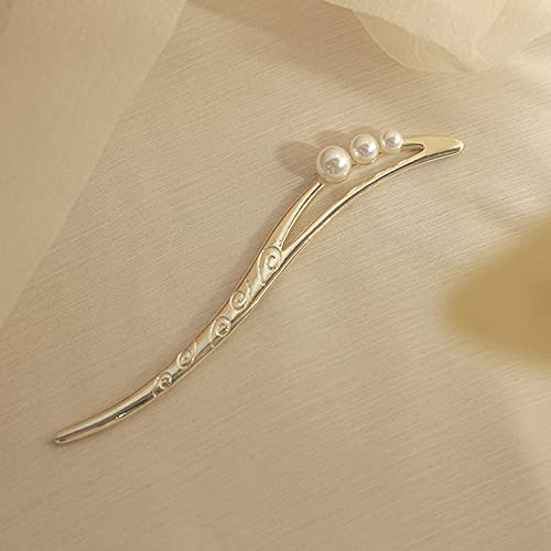 Annoomm Gold Moon Hairpin Beca de cabelo, fecho de cabelo, cabelo fabricante de punção girl feminina pérola clipe elegante de cabelo