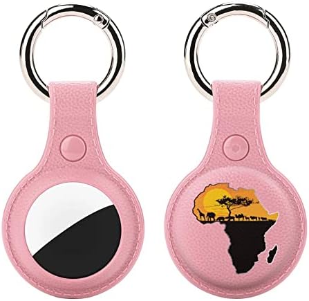 Animais africanos sobre o mapa da África compatíveis com o caso de airtag com o teclado GPS Item Finders Acessórios com anel -chave