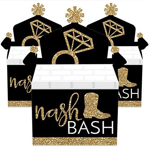 Big Dot of Happiness Nash Bash - Favores da festa da caixa de tratamento - Nashville Bachelorette Party Goodie Gable Boxes - Conjunto